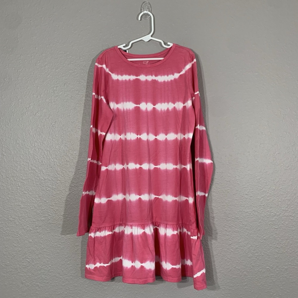 Vineyard Vines NWT Girls Malibu Pink Tie Dye Long‎ Sleeve Cotton Dress Size 14